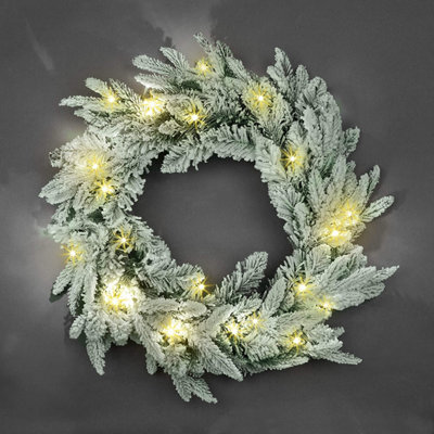 Shatchi 55Cm Prelit Lapland Fir Green Christmas Wreath from B&Q