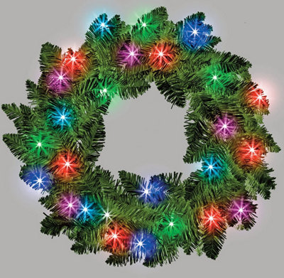 Shatchi 55Cm Prelit Imperial Pine Green Christmas Wreath from B&Q