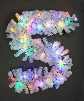 Shatchi White Prelit Alaskan Pine Christmas Christmas Garland 2M