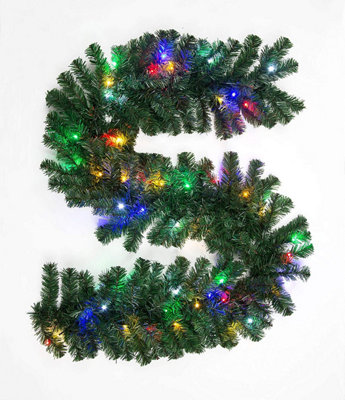 Snowtime Shatchi 55Cm Pre-Lit Green Christmas Wreath Alaskan Pine With 30 Multicolour Leds from B&Q