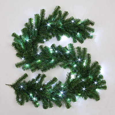 Snowtime Shatchi 2M Pre-Lit Green Christmas Garland Alaskan Pine For Fireplaces50 Ice White Leds from B&Q
