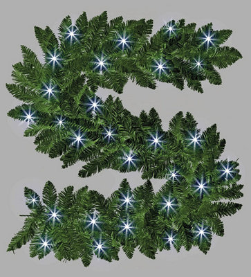 B&Q -  2M Prelit Imperial Pine Green W/cool White Leds Christmas Christmas Garland