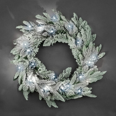 Shatchi 55Cm Prelit Lapland Fir Green Christmas Wreath from B&Q