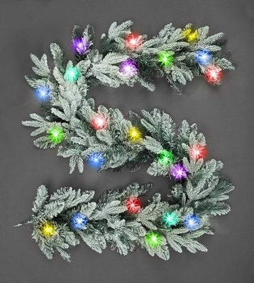B&Q -  2M Prelit Lapland Fir Snow Flock W/multicolour Christmas Christmas Garland