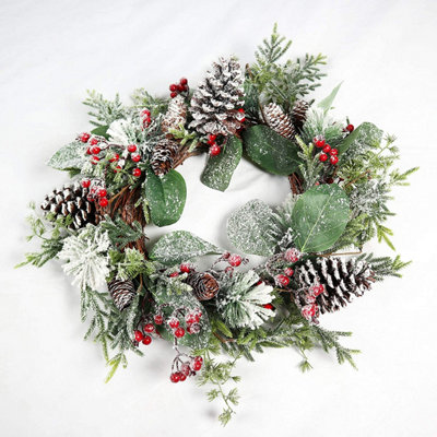B&Q -  60Cm Frosty Green Christmas Wreath