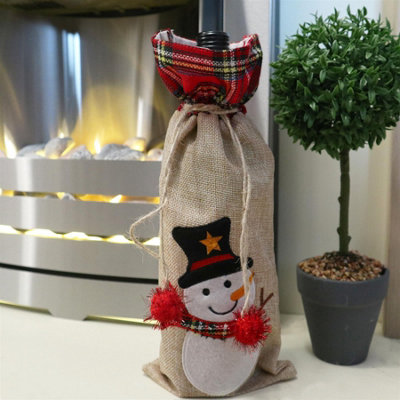 Shatchi 15 X 35 Cm Christmas Wine Bottle Cover Bag With Drawstring Santa Design For Festive Table Decoration - Image 5