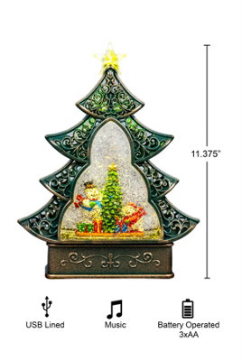 Shatchi Christmas Xmas Scene Globe Lantern With Swirling Water Glittering Music And Lights For Christmas Home Decorations Gifts One Size from B&Q