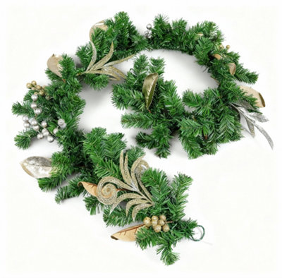B&Q -  2M Garland With Champagne And Silver Decoration