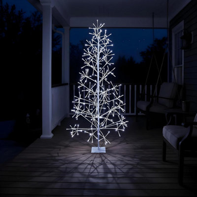 Shatchi 6Ft Prelit White Twig Christmas Tree White Leds from B&Q