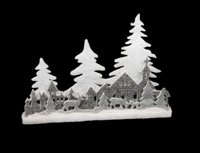 Shatchi Christmas Village Scene Winter Wonderland Glitter Foam Snow Covered Finish Table DecorationGrey from B&Q