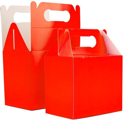Shatchi 20Pcs Red Colour Cardboard Lunch Takeaway Birthday Wedding Carry Meal Food Cake Party Box Childrens Loot Bags from B&Q