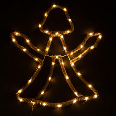 Garden Store Direct Shatchi Christmas Angel Silhouette Led Hemp Rope Lights Xmas Decoration Battery Operated from B&Q