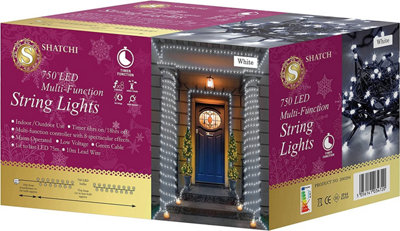 Shatchi 750 Cool Leds Multifunction Timer Outdoor String Fairy Lights 75M White