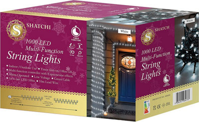 Shatchi 1000 Cool White Leds Multifunction Timer Outdoor String Fairy Lights 100M from B&Q