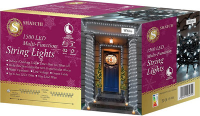 B&Q -  1500 Cool White Leds Multifunction Timer Outdoor String Fairy Lights 150M