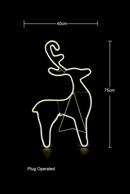 B&Q -  Reindeer Neon Effect Rope Light Silhouette Double Side 90 Warm White Leds Christmas Outdoor