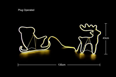 Shatchi Reindeer With Sleigh Neon Effect Rope Light Silhouette Double Side 90 Warm White Leds from B&Q