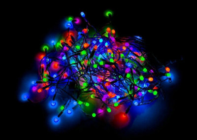 B&Q -  2000 Leds Multicolour Compact Leds Green Cable With 8 Effects Multifunction Auto Memory Indoor/outdoor Christmas Home Decorations
