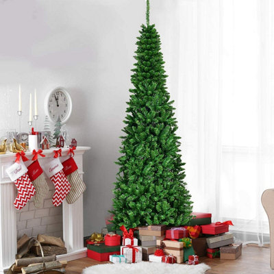 B&Q -  6Ft Prelit Green Pencil Christmas Tree With  Warm White Leds