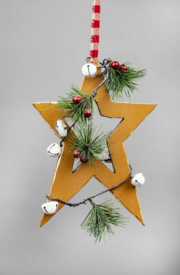 B&Q -  Wooden Hanging Decoration Star Shape Light Brown 18X1.2X26 Cm