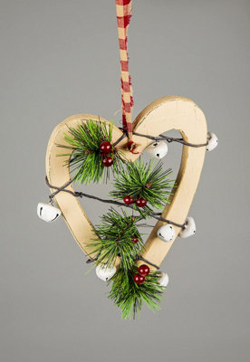 B&Q -  Wooden Hanging Decoration Heart Shape Cream 18X1.2X23 Cm