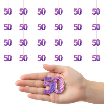 Shatchi 50Th Glitz Pink Foil Hanging String Decorations Pack Of 6 from B&Q
