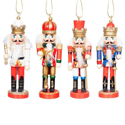 Shatchi 13Cm Wooden Nutcrackers Figures Christmas Ornament 4Pcs Set from B&Q