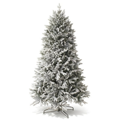 Shatchi 6Ft Frosted Snow Flocked Green Oregon Pine Tips Bushy Artificial Christmas Tree Festive Decorations from B&Q