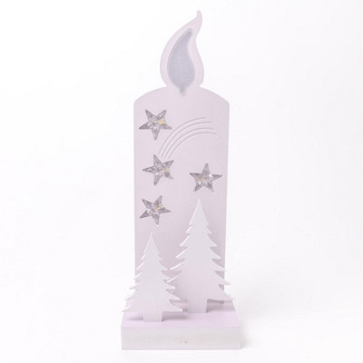 Shatchi Wooden Christmas Decoration Pre Lit Led Silhouette Nativity Scene Ornament Table Window Battery OperatedWhite46Cm from B&Q