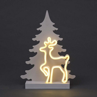 Shatchi Unisex White Wooden Christmas Decoration Pre Lit Led Silhouette Nativity Scene Ornament Table Window Battery Operated, 40Cm In - Image 4