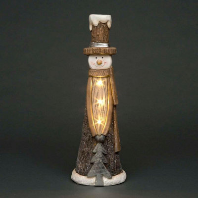 Shatchi Snowman Tree Figurine Christmas Resin Battery Operated Leds Decoration 53Cm