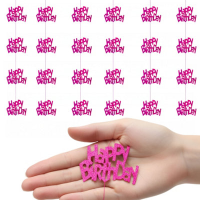 Shatchi Happy Birthday Pink Foil Hanging String Decorations Pack Of 6 from B&Q