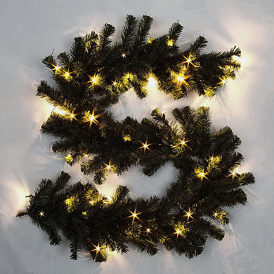 Rackhams Black/White 2M Alaskan Pine Pre-Lit Christmas Garland With Warm Leds For Indoor Or Outdoor Display - 2M - Pvc - Image 4