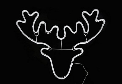 Shatchi Light/White Stag Head Neon Effect Rope Silhouette Double Side 90 Leds Christmas Outdoor