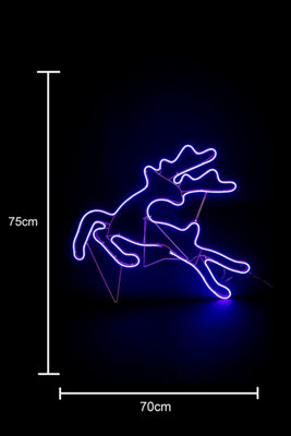 B&Q -  Jumping Reindeer Neon Effect Rope Light Silhouette Double Side 90 Blue Leds Christmas Outdoor