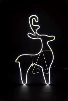 B&Q -  Reindeer Neon Effect Rope Light Silhouette Double Side 90 Cool White Leds Christmas Outdoor