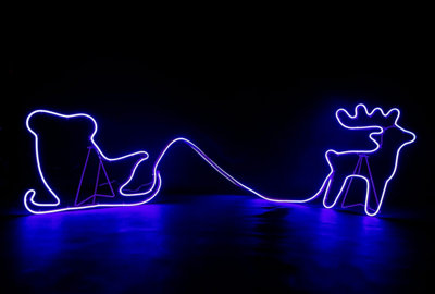 Shatchi Reindeer With Sleigh Neon Effect Rope Light Silhouette Double Side 90 Blue Leds from B&Q