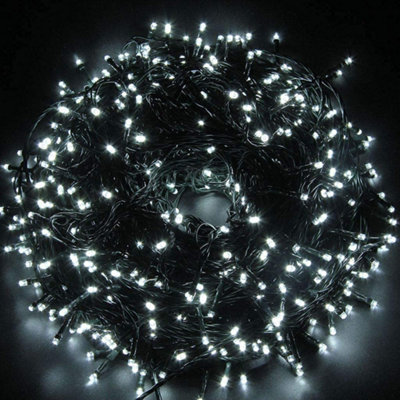 Shatchi 500 Leds Cool Fairy String Lights Cool Indoor/Outdoor Cable 8 Modes Mains Powered Memory Auto Timer White/Green