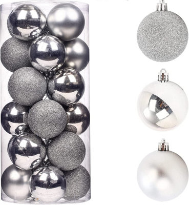 Shatchi 50Mm/9Pcs Christmas Baubles Shatterproof ,Tree Decorations Silver
