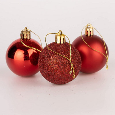 Shatchi 50Mm/9Pcs Christmas Baubles Shatterproof ,Tree Decorations Red