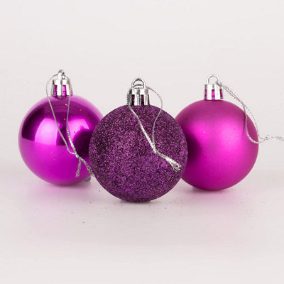 Shatchi 50Mm/9Pcs Christmas Baubles Shatterproof ,Tree Decorations Purple