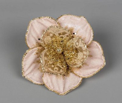 B&Q -  15Cm Light Pink Poinsettia Poinsettia FlowerChristmas Tree Decoration