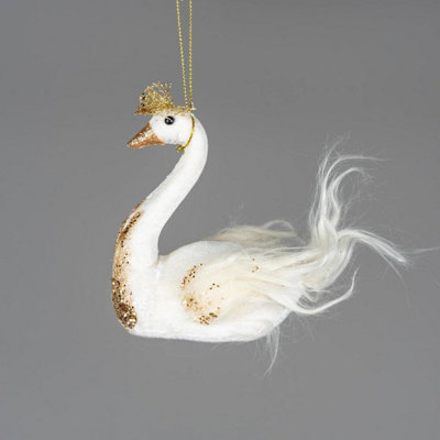 B&Q -  Swan White 12X13CmChristmas Hanging Decoration