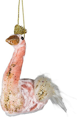 B&Q -  Swan Pink 12X13CmChristmas Hanging Decoration