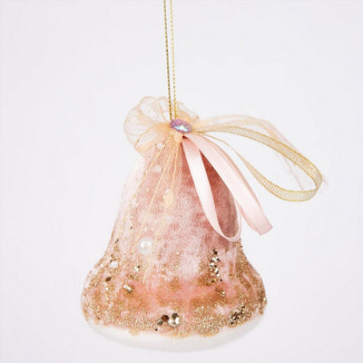 Shatchi Bell 8X10cm - Christmas Hanging Decoration Pink