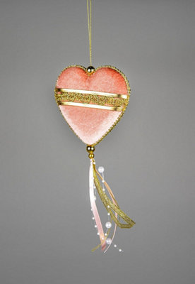 B&Q -  Pink Heart Decoration 11X26CmChristmas Hanging Decoration