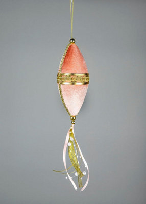 B&Q -  Pink Oval Drop Decoration 7X30CmChristmas Hanging Decoration