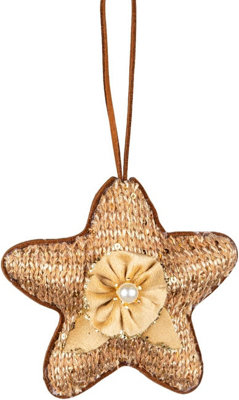 B&Q -  12Cm Gold StarChristmas Hanging Decoration