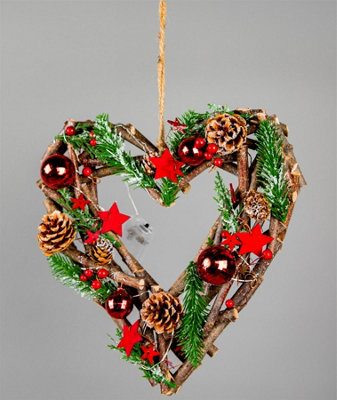 Shatchi 30Cm B/o Led Twig Hanging Heart Red from B&Q