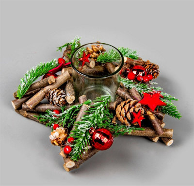 Shatchi 22Cm Twig Star Candle Holder Red from B&Q